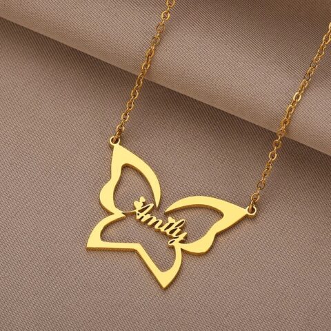 Lyba Butterfly Custom Name Necklace