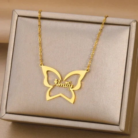 Lyba Butterfly Custom Name Necklace