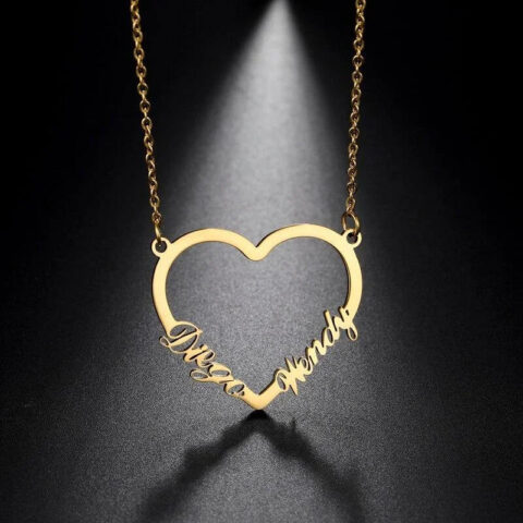 Lyba Couple Big Heart Name Pendant