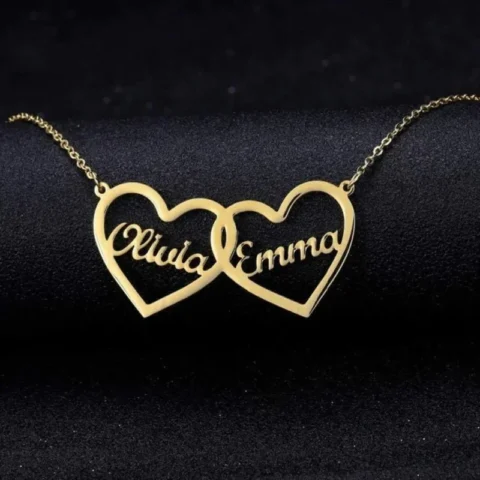 Lyba Couple Two Big Heart Name Pendant