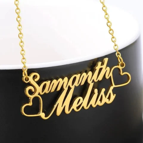 Lyba Couple Two Heart Name Pendant