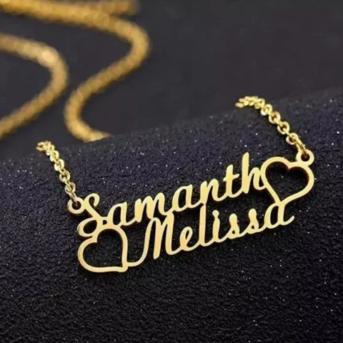 Lyba Couple Two Heart Name Pendant