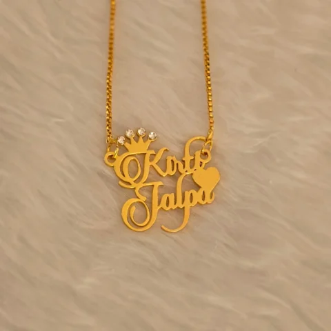 Lyba Diamond Crown Star Heart Personalized Name Necklace