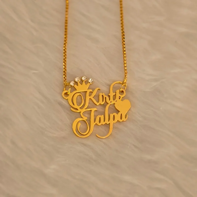 Lyba Diamond Crown Star Heart Personalized Name Necklace
