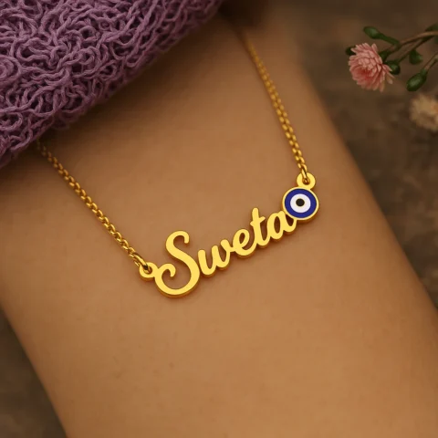 Lyba Evil Eye Name Necklace – Personalized Protection Pendant