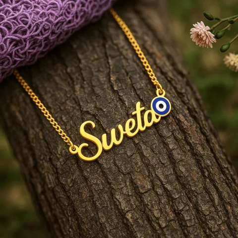 Lyba Evil Eye Name Necklace – Personalized Protection Pendant