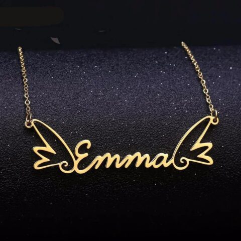 Lyba Gold Plated Angel Wings Name Necklace