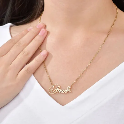 Lyba Gold Plated Beautiful Butterfly Name Necklace
