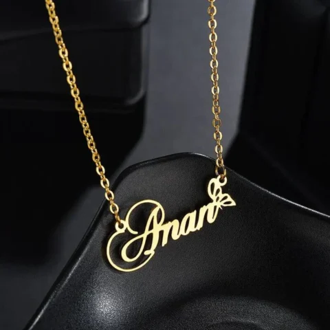Lyba Gold Plated Beautiful Butterfly Name Necklace