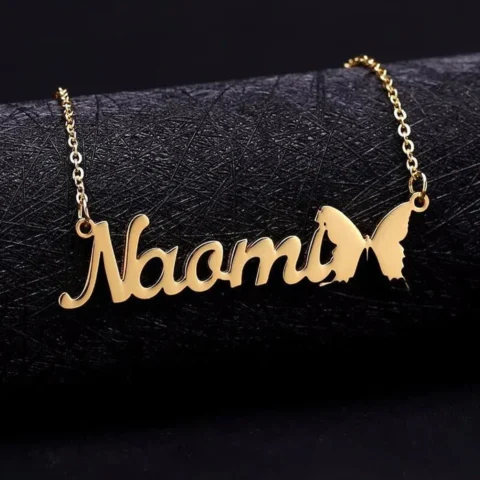 Lyba Gold Plated Butterfly Name Necklace
