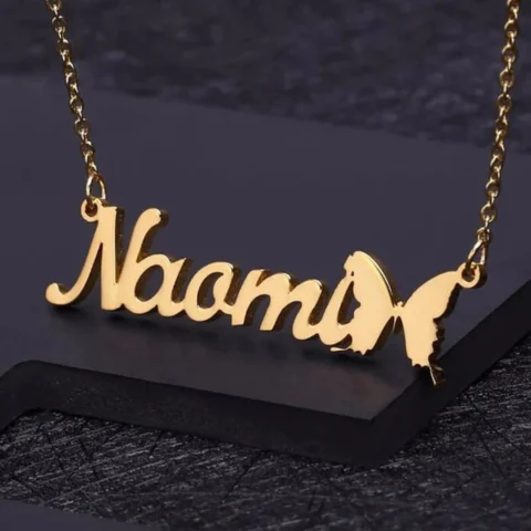 Lyba Gold Plated Butterfly Name Necklace