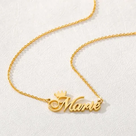 Lyba Gold Plated Crown Name Necklace