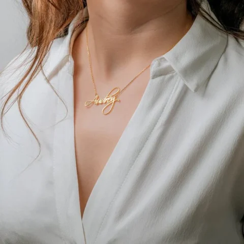 Lyba Gold Plated Curlicue Name Necklace