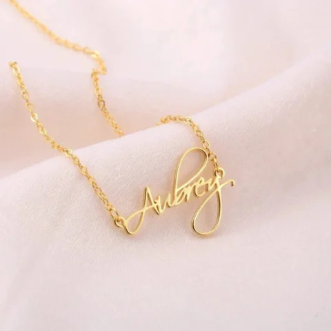 Lyba Gold Plated Curlicue Name Necklace