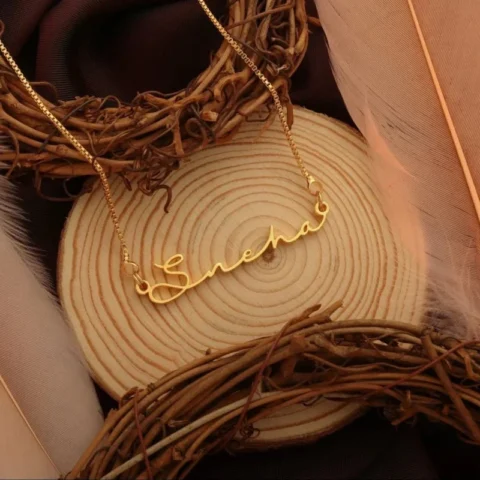 Lyba Gold Plated Signature Style Name Necklace