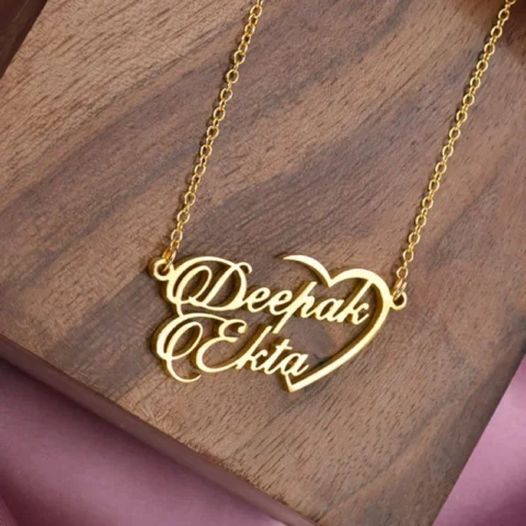 Lyba Half Heart Couple Name Necklace