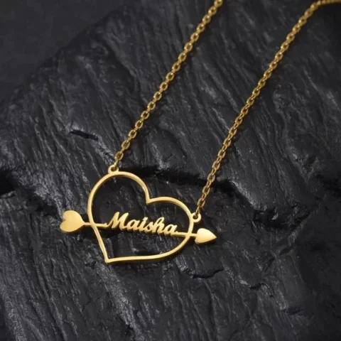 Lyba Heart with Arrow Name Necklace