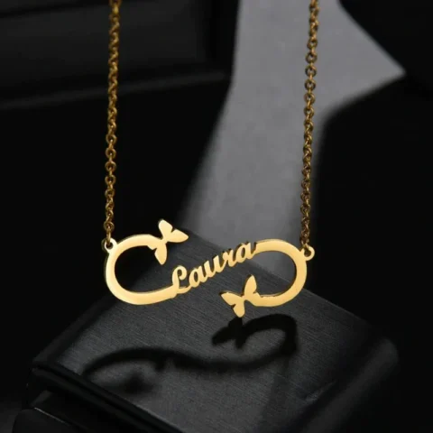Lyba Infinity Butterfly Name Pendant