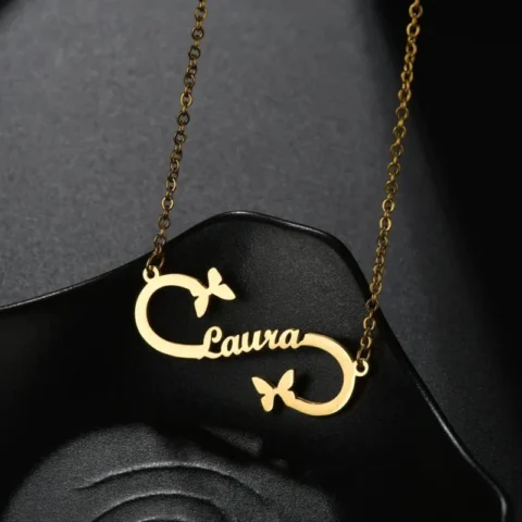 Lyba Infinity Butterfly Name Pendant