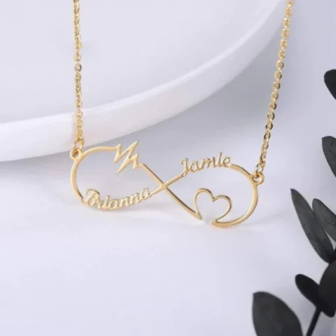 Lyba Infinity Heartbeat Couple Name Pendant