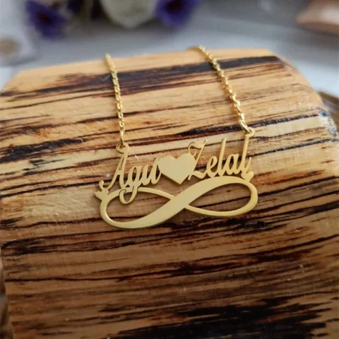 Lyba Infinity Love Heart Couple Name Pendant