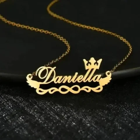 Lyba Princess Crown & Infinity Design Name Necklace