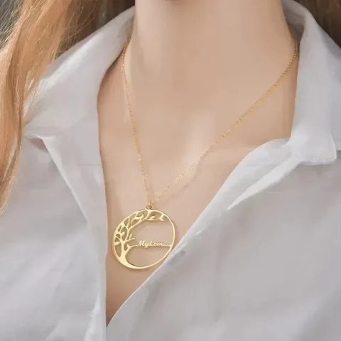 Lyba Tree Single Name Necklace