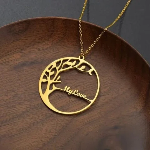 Lyba Tree Single Name Necklace