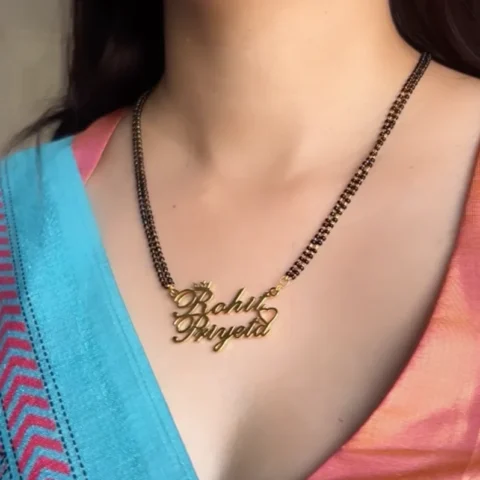 Lyba Crown and Heart Couple Name Necklace