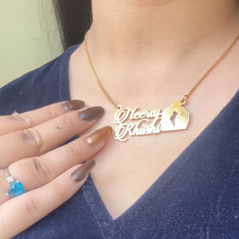 Lyba Half Cut Couple Name Necklace