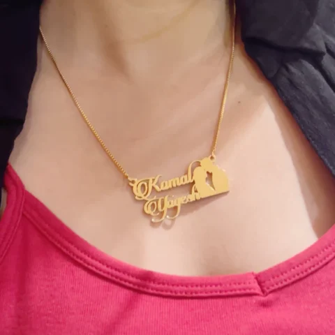Lyba Half Cut Couple Name Necklace