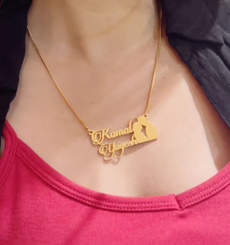 Lyba Half Cut Couple Name Necklace