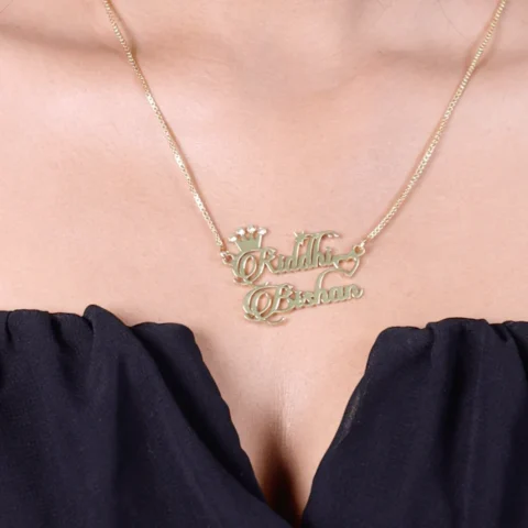 Diamond Couple Name Necklace