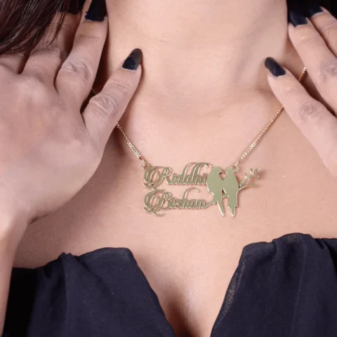 Lyba Love Birds Name Necklace