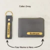 Premium Grey Wallet And Keychain Combo