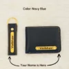 Premium Navy Blue Wallet And Keychain Combo